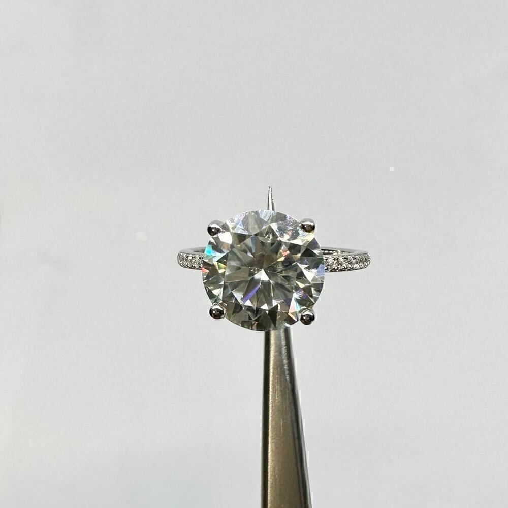 Moissanite Diamond Ring 3 Ct Engagement Wedding Round Cut Solitaire GRA Size 6 - Picture 8 of 11